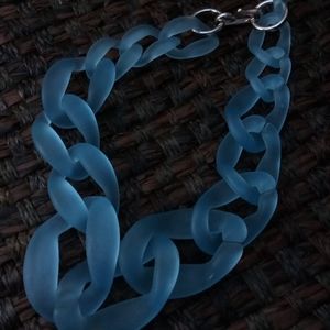 Large link, frosted, light blue lucite necklace